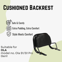 Ola Premium Cushioned Black Metal Backrest For Ola S1/S1 Pro Gen1